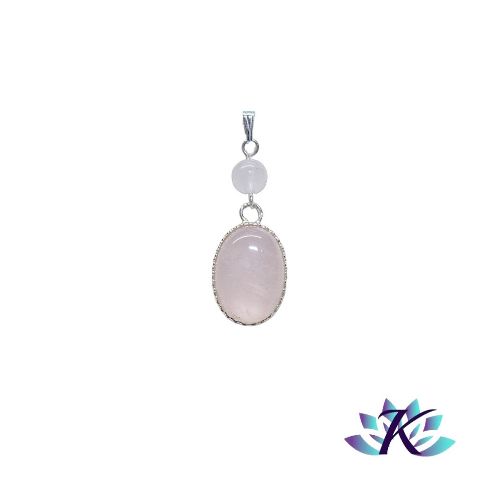 Pendentif Argent 925 Perles Pierres Gemmes : Quartz Rose