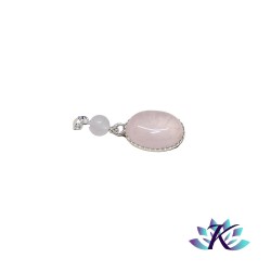 Pendentif Argent 925 Perles Pierres Gemmes : Quartz Rose