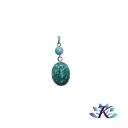 Pendentif Argent 925 Perles Pierres Gemmes : Amazonite Rayée