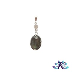 Pendentif Argent 925 Perles Pierres Gemmes : Labradorite Zirconium