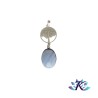 Pendentif Acier Inox Arbre de Vie Pierre Gemme : Calcédoine Bleue