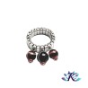 Bague Ajustable Acier Perles Pierres Gemmes : Sardonyx Rouge