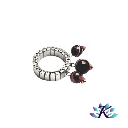 Bague Ajustable Acier Perles Pierres Gemmes : Sardonyx Rouge