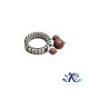 Bague Ajustable Acier Perles Pierres Gemmes Rhodonite