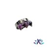 Bague Acier Ajustable Perles Pierres Gemmes : Agate Teintée Facettée Violette