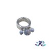 Bague Ajustable Acier Perles Pierres Gemmes Aventurine Bleue